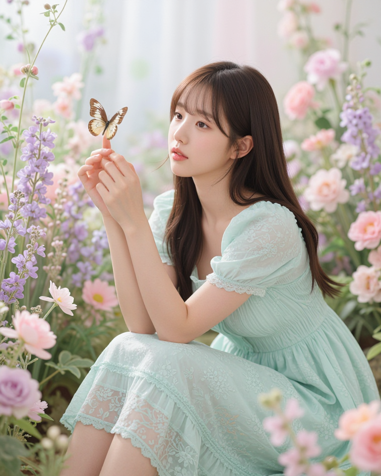 파스텔 정원의 여인