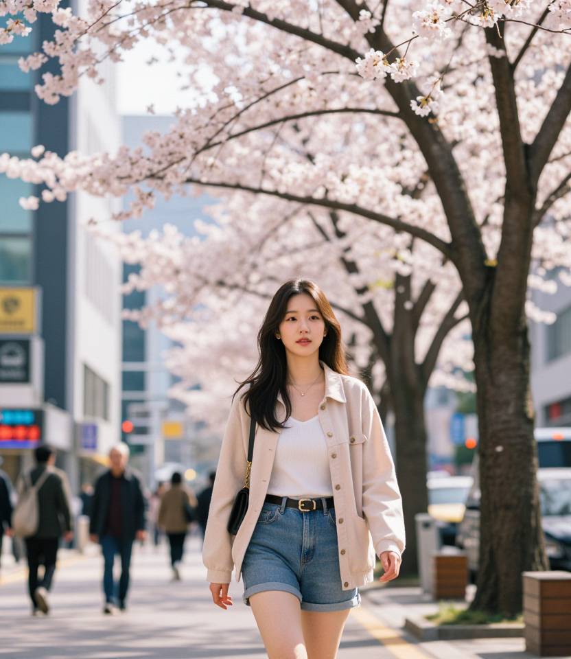 꽃잎 흩날리는 서울 거리